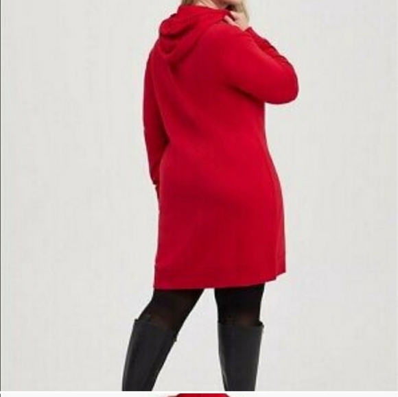 Torrid Red Pullover Ultra Soft Fleece Hoodie Dress - Picture 4 of 12